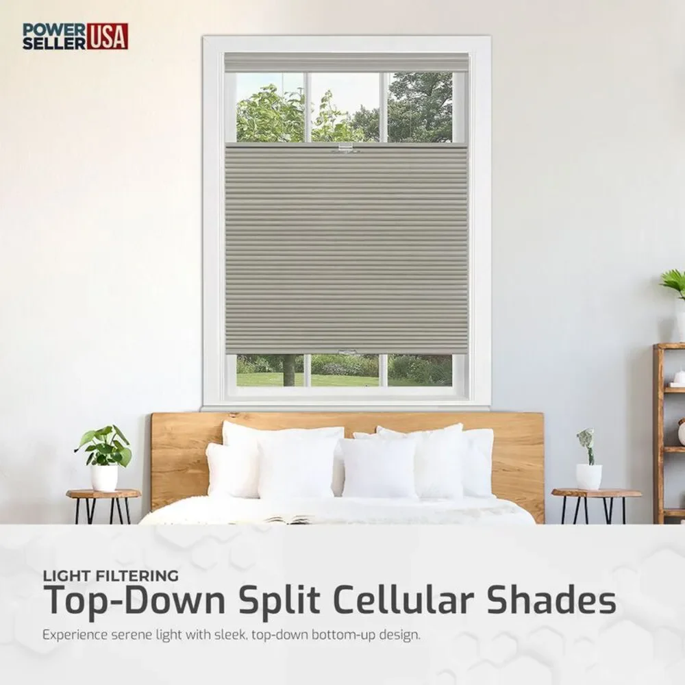 Cordless Window Blinds Cellular Top-Down Bottom-Up Honeycomb Pleated 3/8